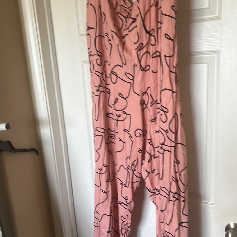 Eloquii Pink Wide Leg Jumpsuit with Artistic Design